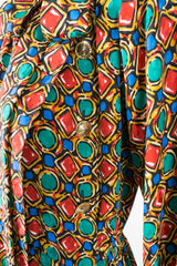 YSL Yves Saint Laurent Bejeweled Jewel Print Scarf Tie Dress