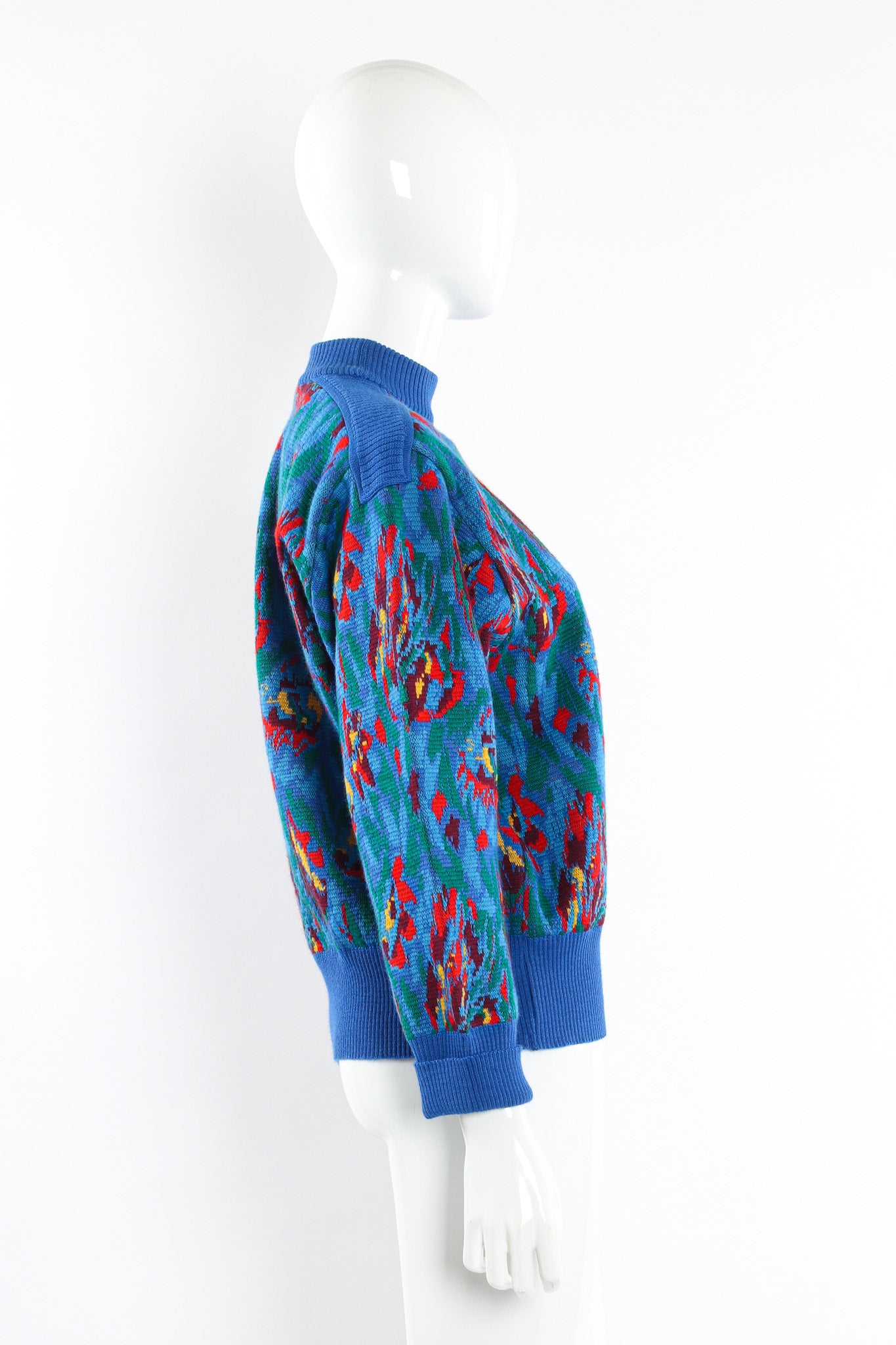 Vintage Saint Laurent Abstract Floral Knit Sweater & Pant Set mannequin side top @ Recess LA