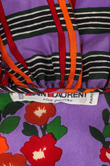 Vintage Saint Laurent Floral Plaid Silk Pleated Dress tag @ Recess LA