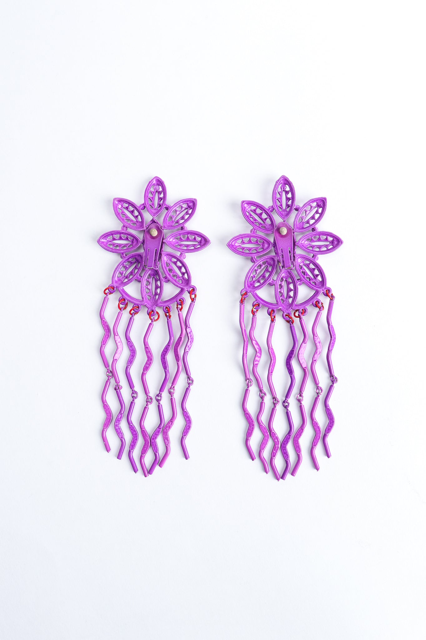 Vintage Yohai Purple Flower Fringe Earring backside at Recess Los Angeles