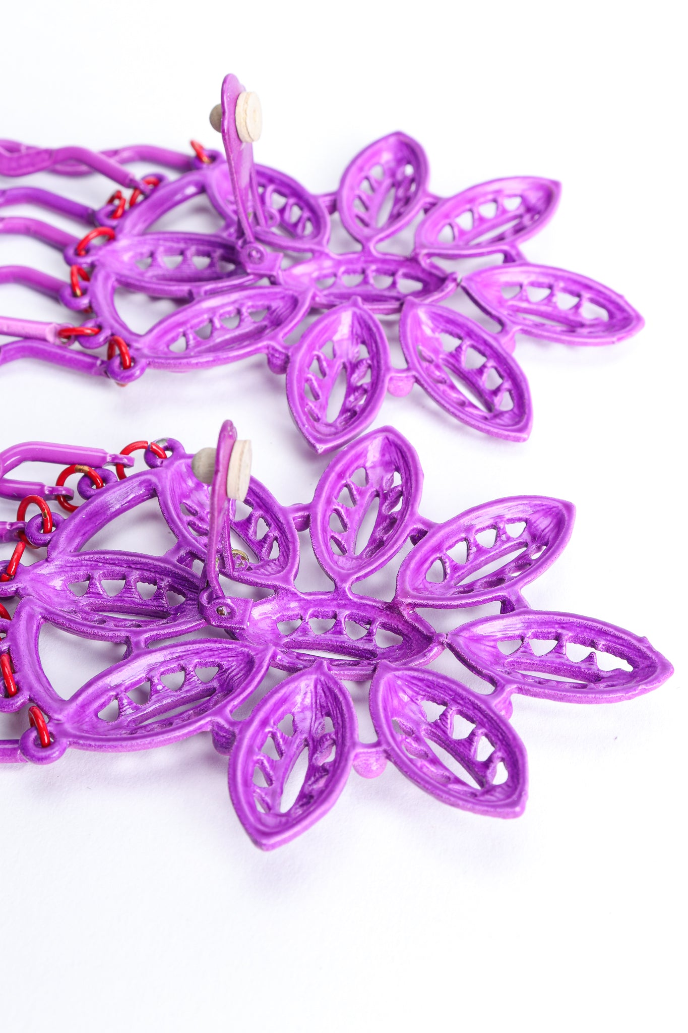 Vintage Yohai Purple Flower Fringe Earring Clip Back at Recess Los Angeles