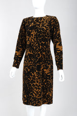 Recess Los Angeles Vintage Saint Laurent Fall Winter 1986 Chenille Leopard Dress Black Brown