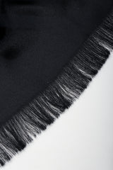 Vintage Yves Saint Laurent YSL Rive Gauche Oversized Noir Silk Scarf fringe detail