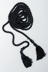 Vintage Yves Saint Laurent YSL Black Tassel Rope Tie