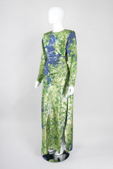 Recess Los Angeles Vintage YSL Yves Saint Laurent Rive Guache Glittery Metallic Lamé Leaf Dress