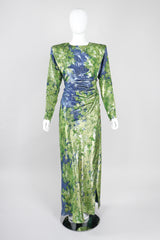 Recess Los Angeles Vintage YSL Yves Saint Laurent Rive Guache Glittery Metallic Lamé Leaf Dress