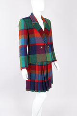 Recess Los Angeles Vintage Yves Saint Laurent YSL Rive Gauche Tweed Madras Plaid Jacket & Skirt Suit Set