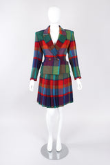 Recess Los Angeles Vintage Yves Saint Laurent YSL Rive Gauche Tweed Madras Plaid Jacket & Skirt Suit Set