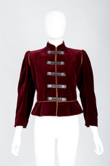 Vintage Yves Saint Laurent YSL Velvet Military Jacket on Mannequin front at Recess