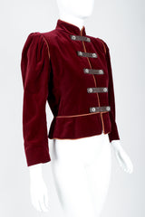 Vintage Yves Saint Laurent YSL Velvet Military Jacket on Mannequin angled at Recess