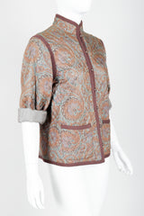 Vintage Yves Saint Laurent YSL Quilted Silk Paisley Jacket on mannequin side at Recess