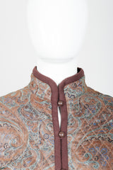 Vintage Yves Saint Laurent YSL Quilted Silk Paisley Jacket on mannequin neckline at Recess