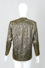 Vintage Yves Saint Laurent YSL Gold Squiggle Wrap Blouse on Mannequin, back at Recess Los Angeles