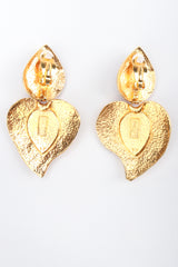 Recess Los Angeles Designer Consignment Vintage Yves Saint Laurent YSL Majorelle Blue Carved Leaf Heart Drop Earrings