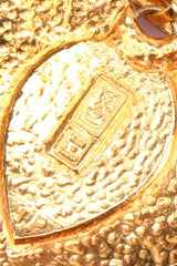 Recess Los Angeles Designer Consignment Vintage Yves Saint Laurent YSL Majorelle Blue Carved Leaf Heart Drop Earrings