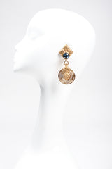 Recess Los Angeles Vintage Yves Saint Laurent YSL Gold Etruscan Swirl Drop Earrings
