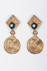 Recess Los Angeles Vintage Yves Saint Laurent YSL Gold Etruscan Swirl Drop Earrings