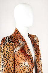 Recess Designer Consignment Vintage Yves Saint Laurent Rive Gauche YSL Longline Silk Cheetah Open Jacket Los Angeles Resale