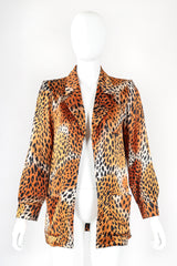 Recess Designer Consignment Vintage Yves Saint Laurent Rive Gauche YSL Longline Silk Cheetah Open Jacket Los Angeles Resale