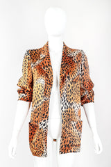 Recess Designer Consignment Vintage Yves Saint Laurent Rive Gauche YSL Longline Silk Cheetah Open Jacket Los Angeles Resale