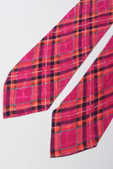 Recess Los Angeles Vintage Yves Saint Laurent YSL Pink Plaid Silk Bow Blouse
