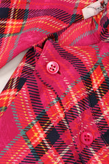 Recess Los Angeles Vintage Yves Saint Laurent YSL Pink Plaid Silk Bow Blouse