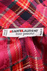 Recess Los Angeles Vintage Yves Saint Laurent YSL Pink Plaid Silk Bow Blouse