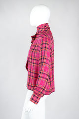 Recess Los Angeles Vintage Yves Saint Laurent YSL Pink Plaid Silk Bow Blouse