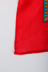 Recess Vintage Yves Saint Laurent YSL Red Arabesque Border Gauze Scarf Hem detail