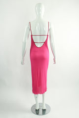 Vintage Zandra Rhodes Painted Seashell Blouson Chiffon Dress Slip on Mannequin Back at Recess LA