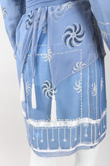 Recess Los Angeles Vintage Rare Zandra Rhodes Sky Blue Pinwheel Painted Chiffon Tassel Dress