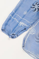 Recess Los Angeles Vintage Rare Zandra Rhodes Sky Blue Pinwheel Painted Chiffon Tassel Dress