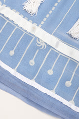 Recess Los Angeles Vintage Rare Zandra Rhodes Sky Blue Pinwheel Painted Chiffon Tassel Dress