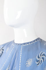 Recess Los Angeles Vintage Rare Zandra Rhodes Sky Blue Pinwheel Painted Chiffon Tassel Dress