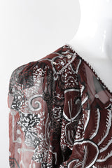 Recess Los Angeles Vintage Zandra Rhodes Artistic Painted Textile Screen Print Chiffon Dress