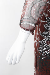 Recess Los Angeles Vintage Zandra Rhodes Artistic Painted Textile Screen Print Chiffon Dress