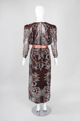 Recess Los Angeles Vintage Zandra Rhodes Artistic Painted Textile Screen Print Chiffon Dress