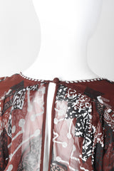 Recess Los Angeles Vintage Zandra Rhodes Artistic Painted Textile Screen Print Chiffon Dress