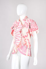 Recess Los Angeles Vintage Zandra Rhodes Coral Pleated Wrap Top Vest Jacket