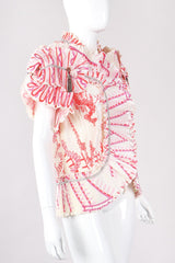 Recess Los Angeles Vintage Zandra Rhodes Coral Pleated Wrap Top Vest Jacket