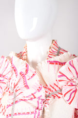 Recess Los Angeles Vintage Zandra Rhodes Coral Pleated Wrap Top Vest Jacket