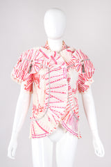 Recess Los Angeles Vintage Zandra Rhodes Coral Pleated Wrap Top Vest Jacket