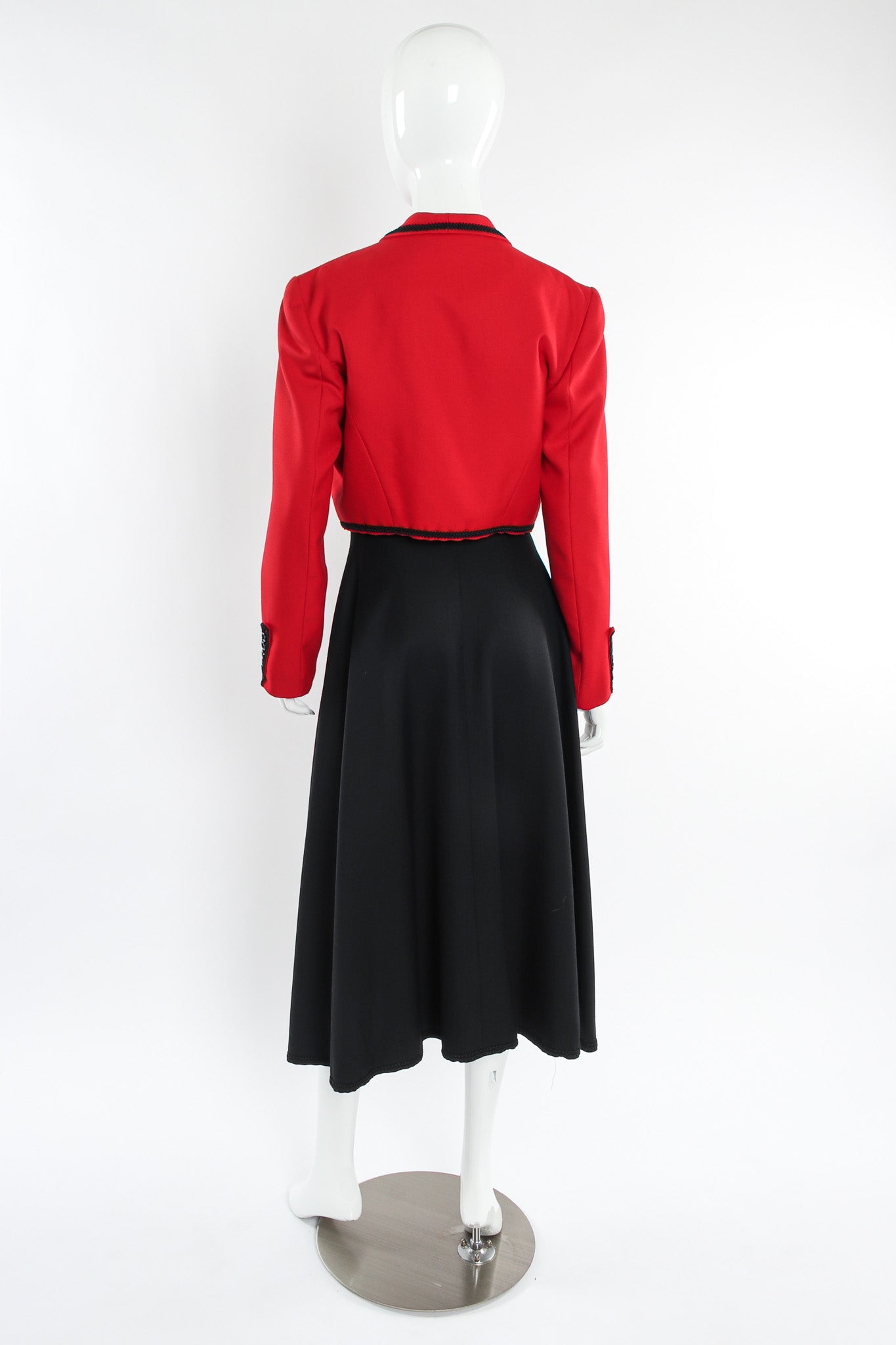 Vintage Zomar Artesania Flamenco Jacket & Skirt Wool Set mannequin back @ Recess LA
