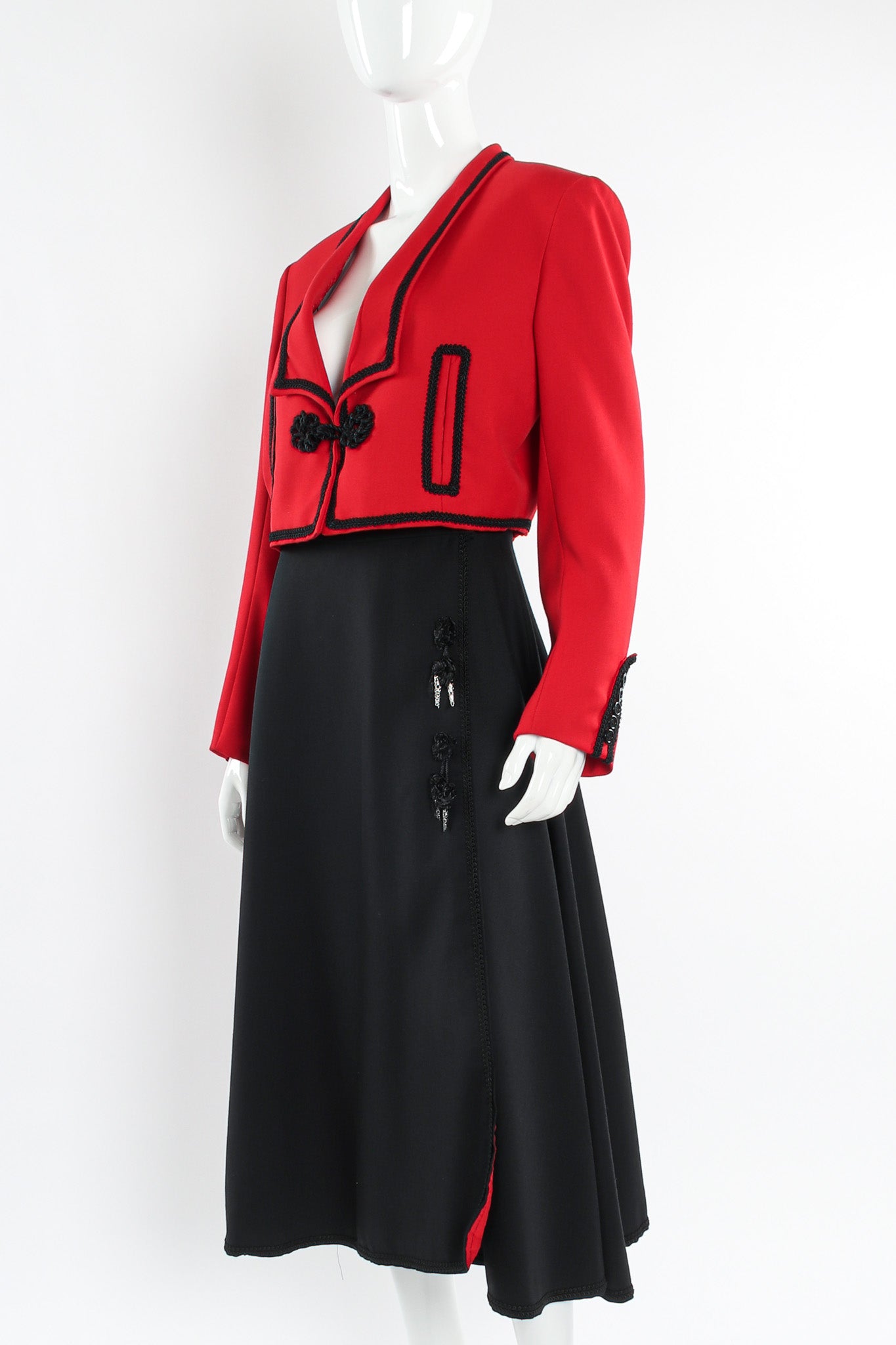 Vintage Zomar Artesania Flamenco Jacket & Skirt Wool Set mannequin close angle @ Recess LA
