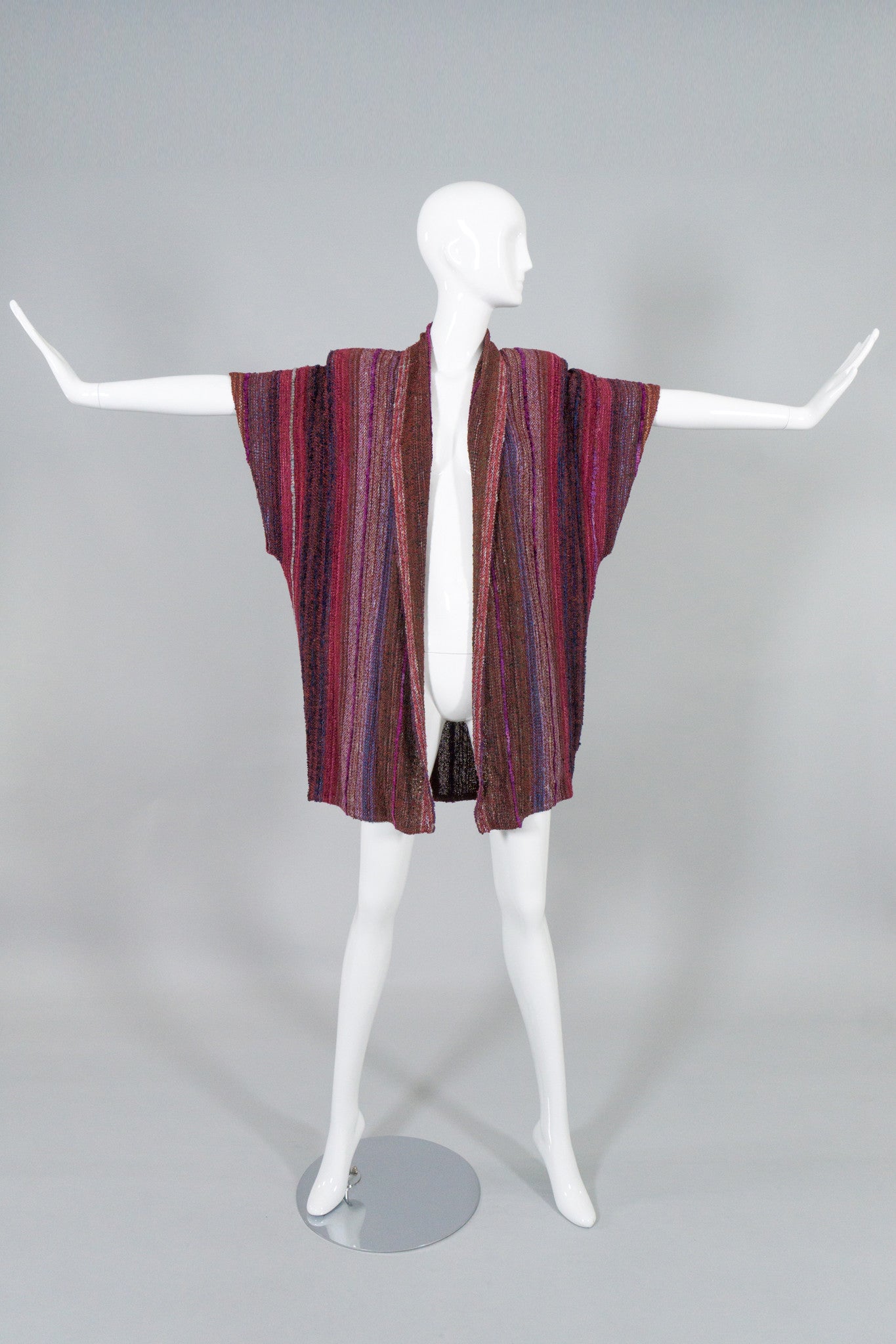 Striped Woven Sleeveless Kimono Sweater
