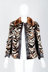 Vintage Zoo Furs Chevron Mink Fur Jacket on Mannequin open at Recess Los Angeles