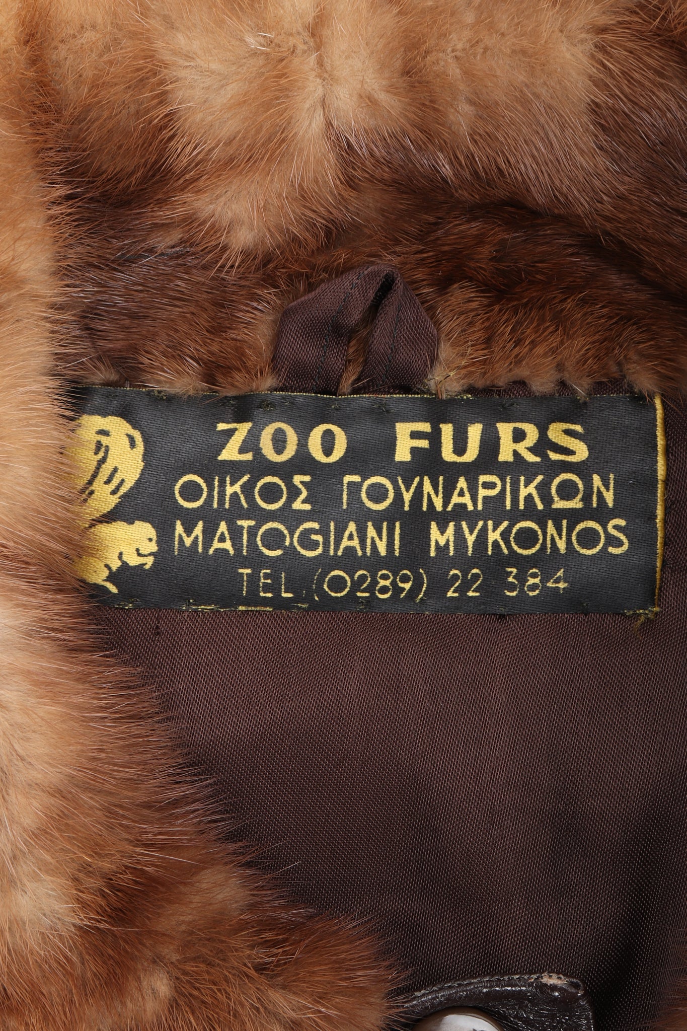 Vintage Zoo Furs label on fur