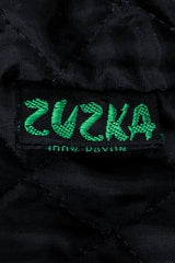 Vintage Zuzka Label on black quilted fabric