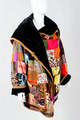 Vintage Zuzka Velvet Patchwork Shawl Collar Wrap Coat on Mannequin crop, at Recess Los Angeles