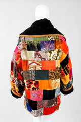 Vintage Zuzka Velvet Patchwork Shawl Collar Wrap Coat on Mannequin back 2, at Recess Los Angeles